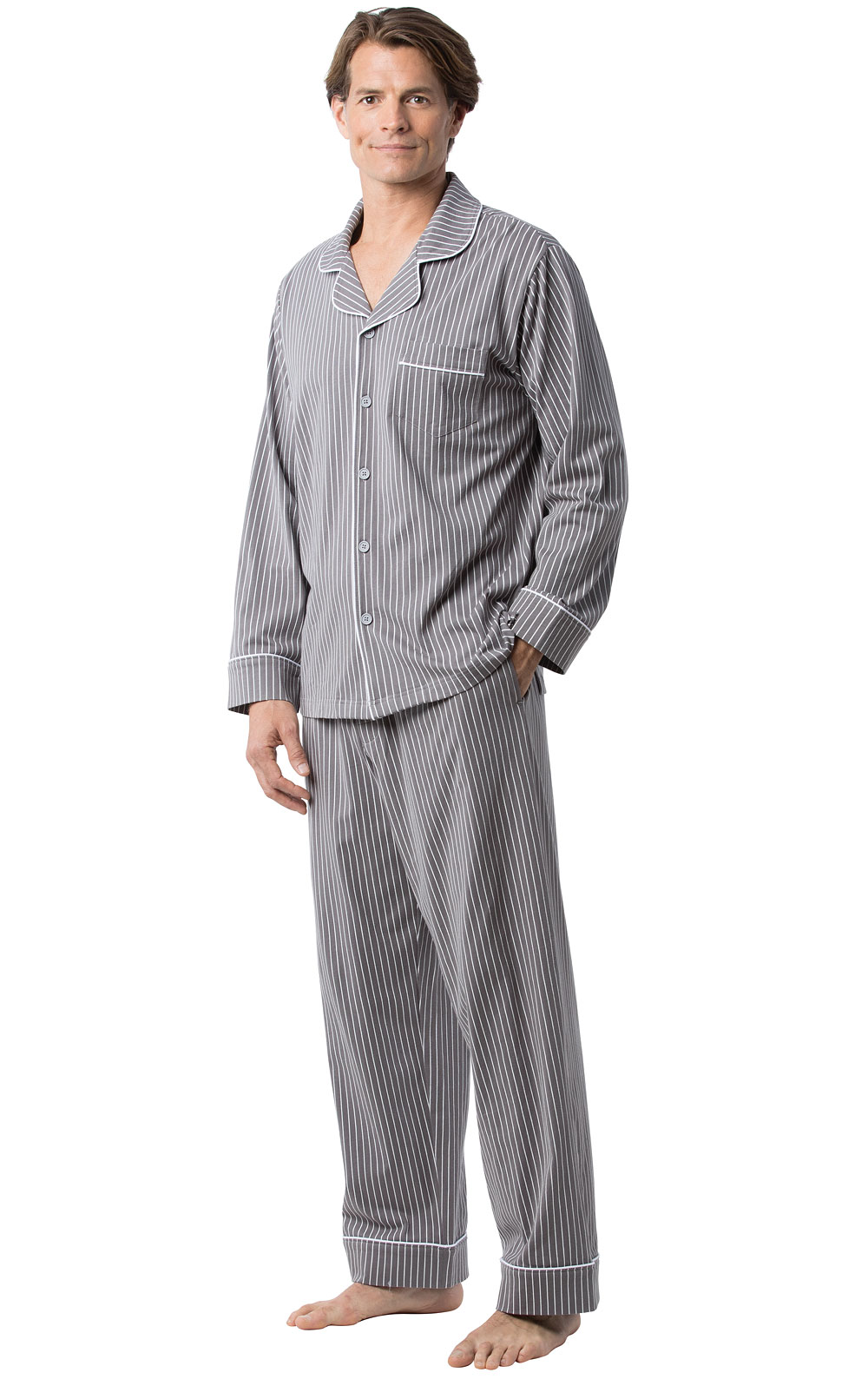 Classic Stripe Men's Pajamas - Charcoal in Men's Cotton Pajamas ...