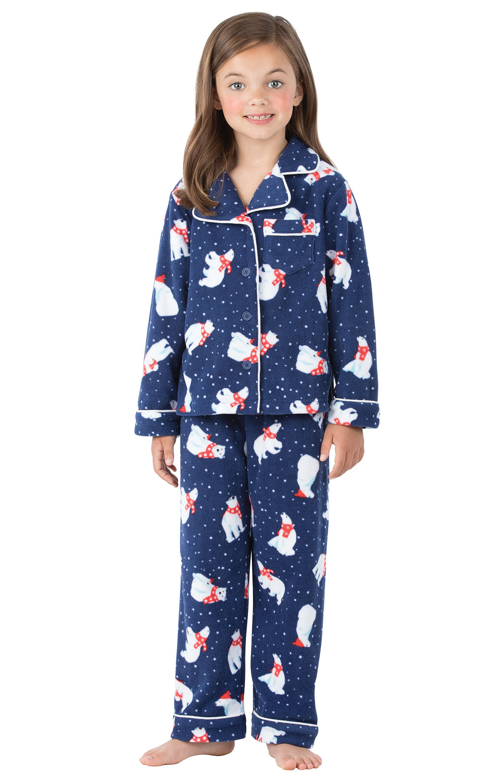 Polar Bear Fleece Girls Pajamas 8 in Kid's Fleece Styles