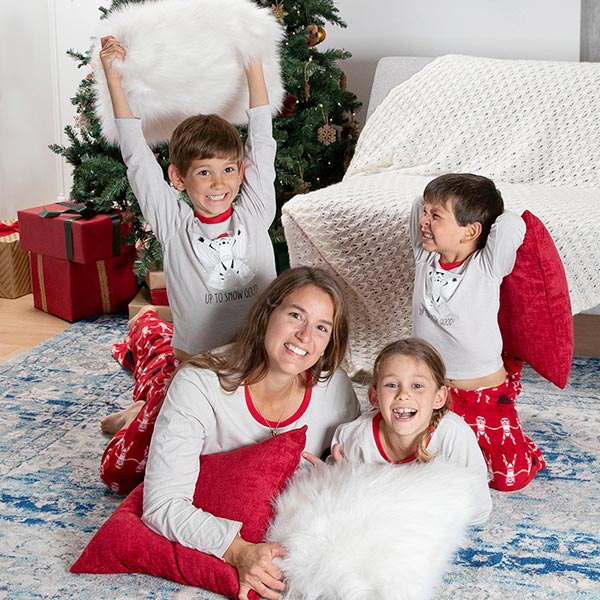 A family wearing PajamaGram Star Wars Matching Family Pajamas 